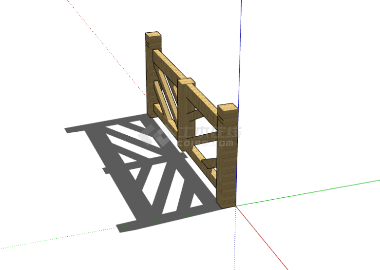 木制现代镂空篱笆栅栏SU模型-图二