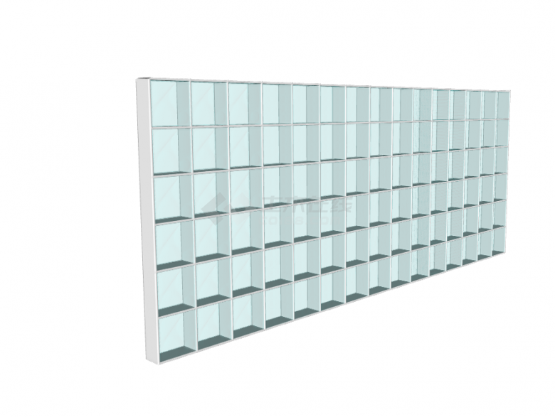 简约透明玻璃砖隔断su模型-图二