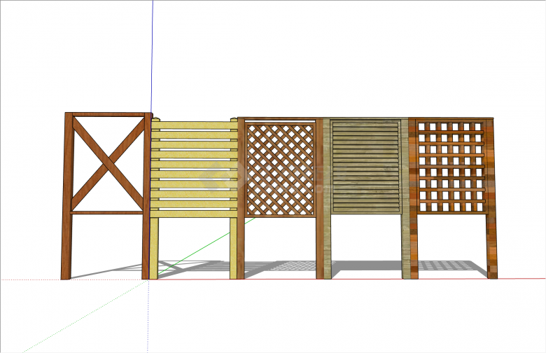 多种木板篱笆栅栏SU模型-图二