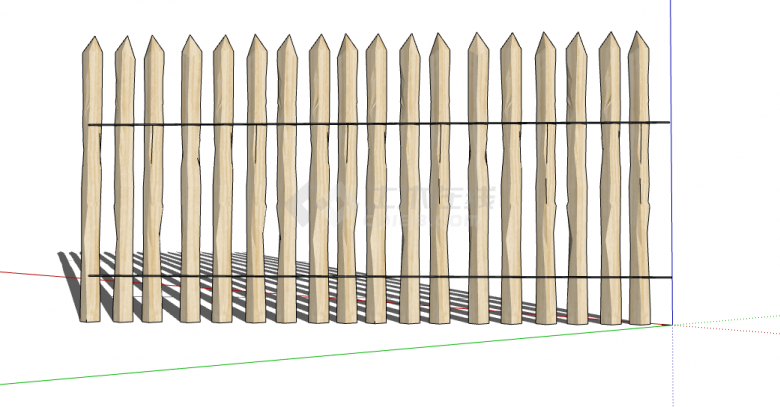 木制箭头篱笆栅栏SU模型 -图二