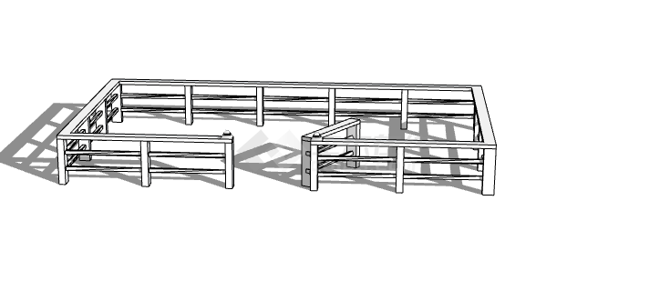白色低矮篱笆栅栏SU模型-图二