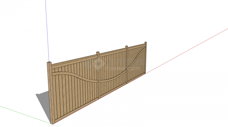 中式简易木质篱笆栅栏su模型-图二