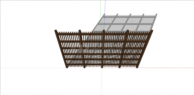 木制长方形木棍组合栅栏su模型-图二