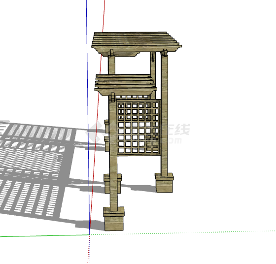 木制方块镂空篱笆栅栏SU模型 -图二