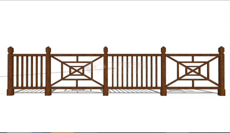 棕色的木质的篱笆栅栏su模型-图二