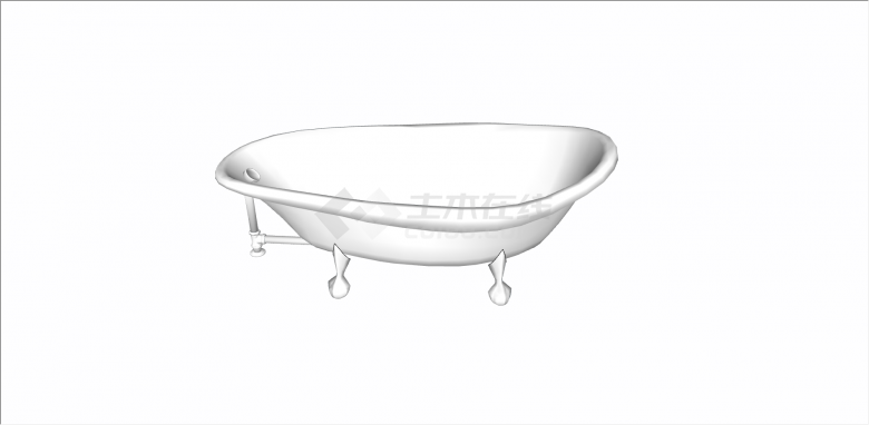 现代白色异状浴缸淋浴su模型-图一