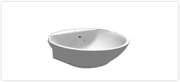 碗型深槽陶瓷面盆洗漱台su模型_图1