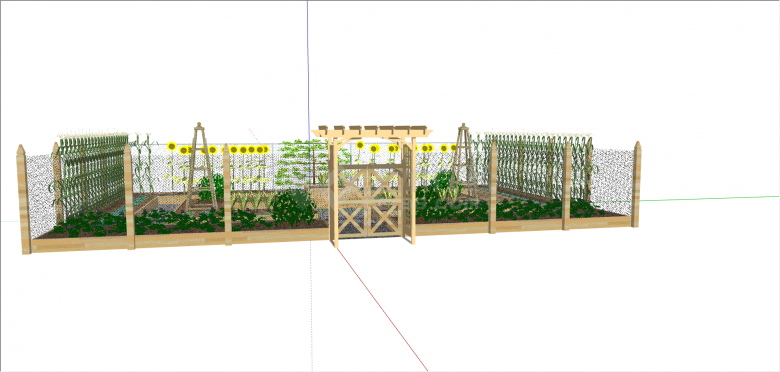 中式网格木制围栏菜园 su模型-图一