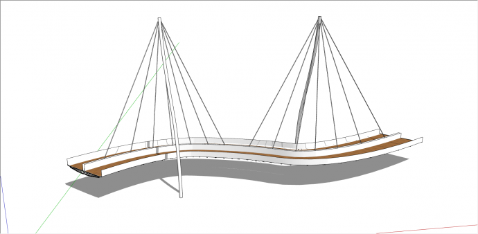 现代多弯道吊桥 su模型_图1