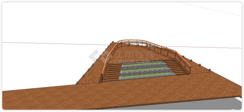 观景平台实木地板景观栈道SU模型-图二