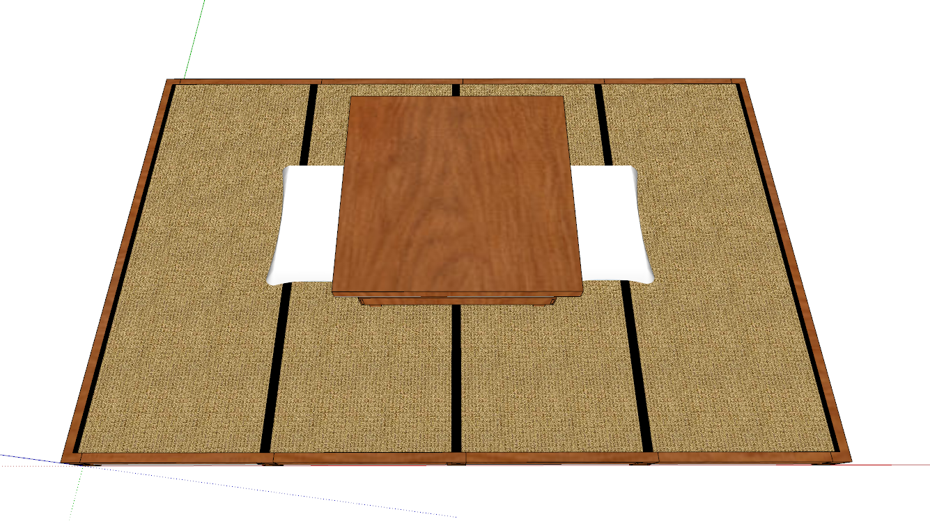 现代木桌榻榻米su模型