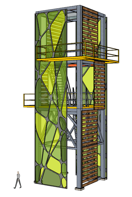 玻璃楼梯现代瞭望塔 su模型-图二