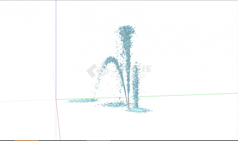三个出水口的形态各异的喷泉旱喷su模型-图一