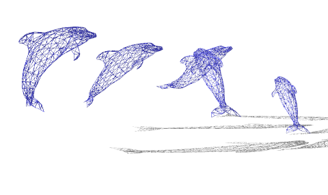 有五条蓝色镂空海豚现代不锈钢雕塑su模型-图二