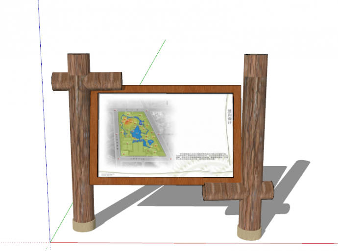 木质的景点地图入口标识su模型_图1