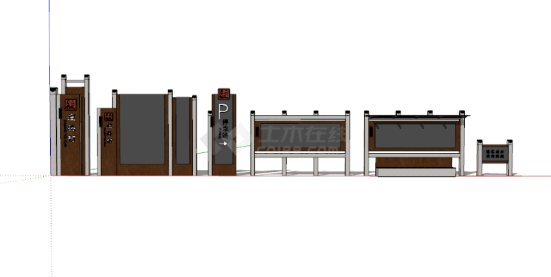 景点与停车场标识的入口标识su模型-图一