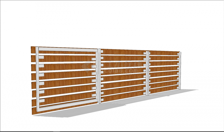 铁板固定木质篱笆栅栏su模型-图二