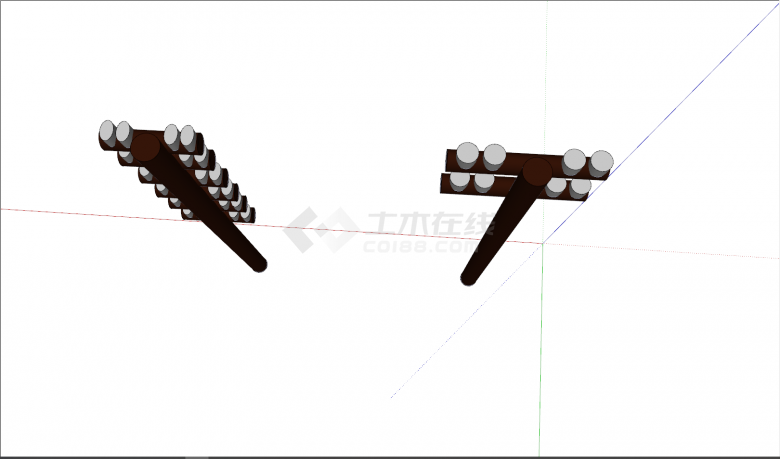 两个简易木质电线杆su模型-图二