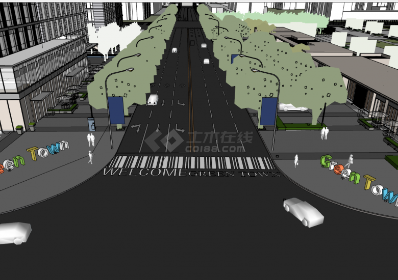 天津某区市道路公路su模型-图二