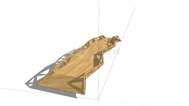 木制镂空边景观桥su模型-图二