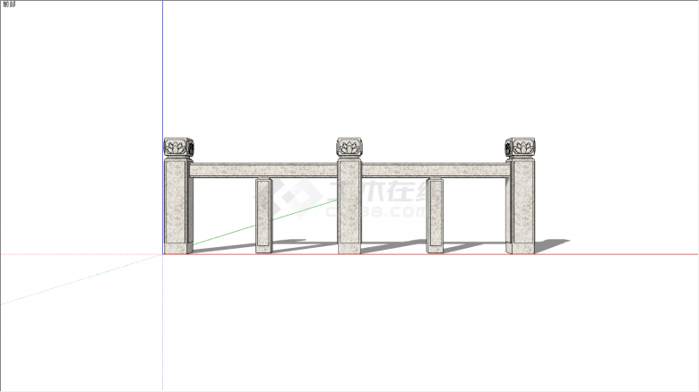 中式仿古雕刻石栏杆su模型-图一