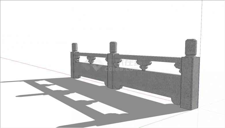 现代长形规格石栏杆su模型-图二