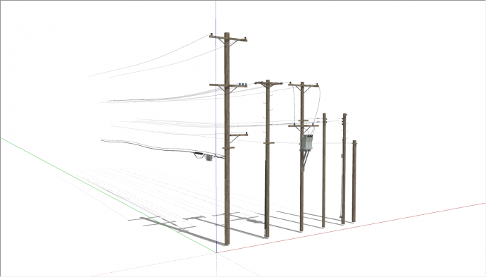 现代不同规格高低电线杆su模型_图1