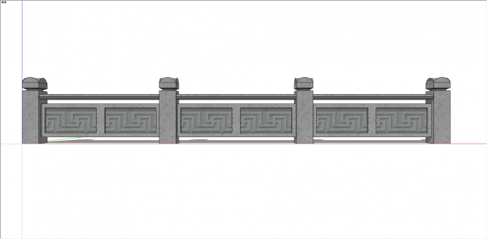 中式长方形联排石栏杆su模型_图1