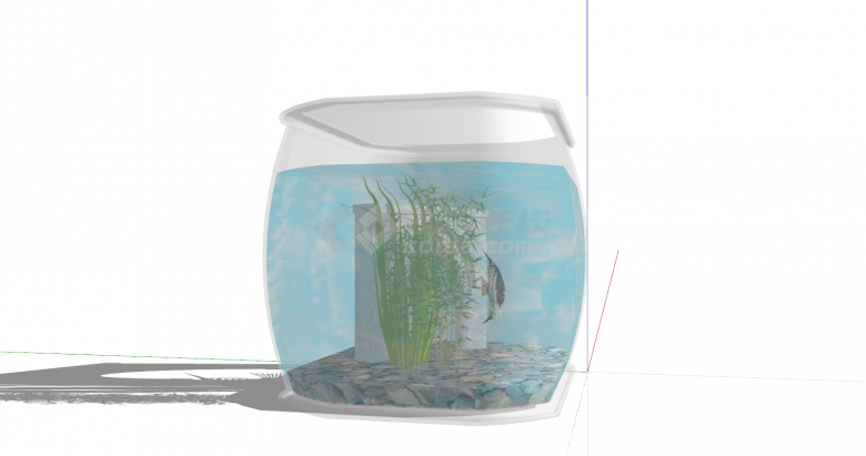 鱼缸椭圆形单个摆件su模型-图二