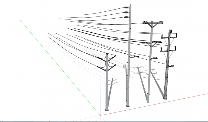 现代简约式高压电塔 电线杆su模型_图1