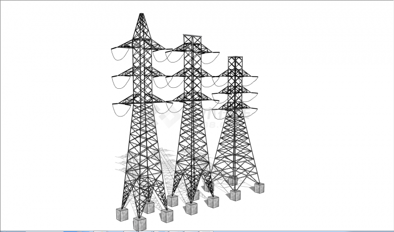 大型现代高压电塔 电线杆 su模型-图二
