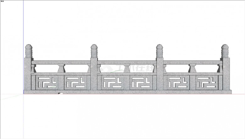 中式仿古公园特色石栏杆su模型-图一