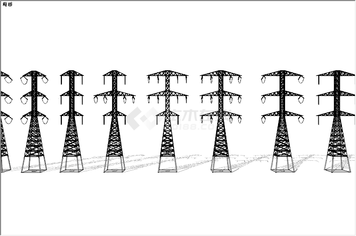 现代高压电塔电线杆组合su模型-图一