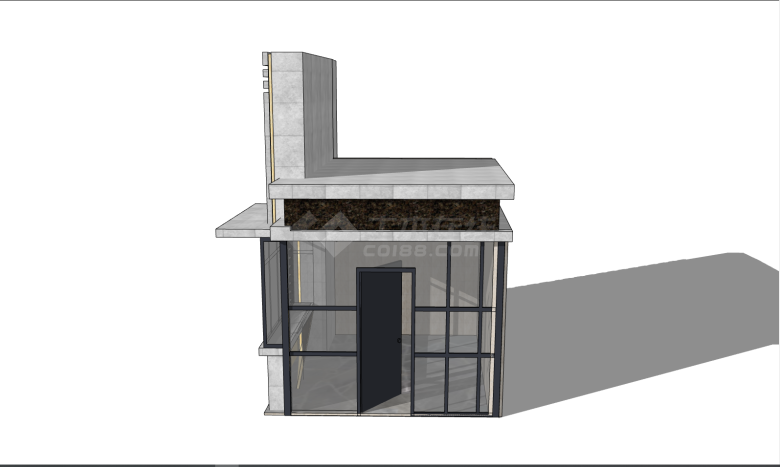 某研发中心简约岗亭su模型-图二