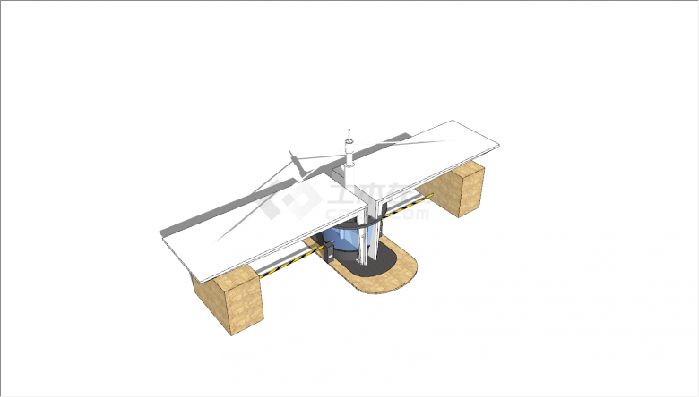 现代小区出入大门入口su模型-图二