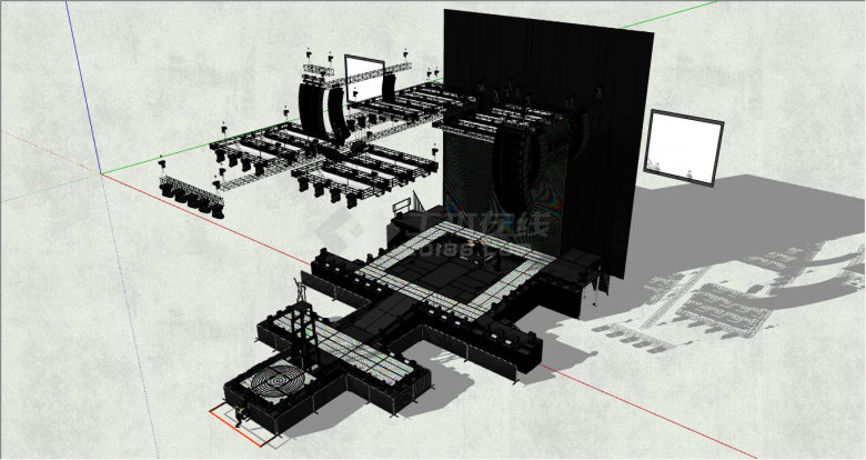 现代超大型专业歌舞舞台su模型-图二
