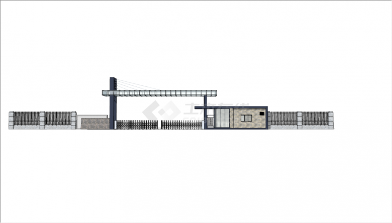 新型简约建筑学校大门入口su模型-图一