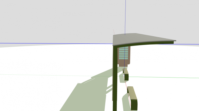 现代双坐凳公交车站su模型_图1