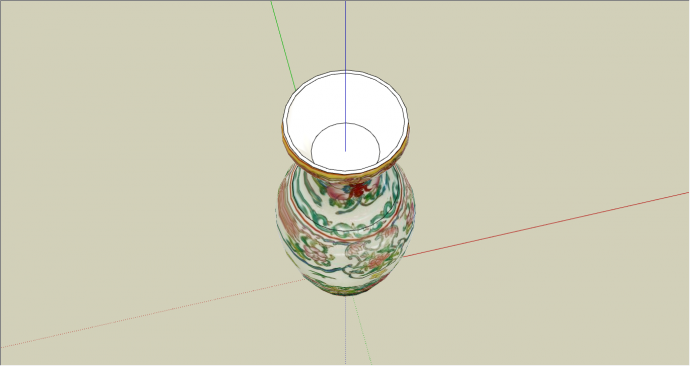 新中式古典花纹团花瓶装饰品su模型_图1