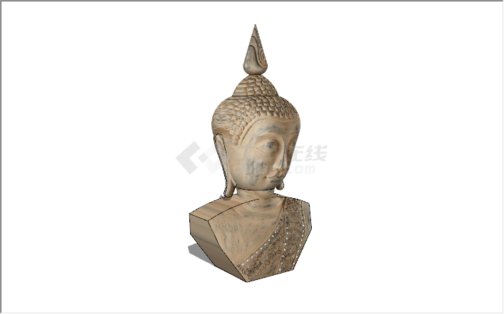 新中式古人雕塑画像装饰品su模型-图二