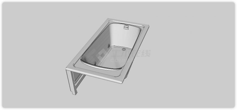 一体成型弧形边矩形浴缸卫浴su模型-图二