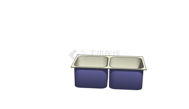 米紫两色双槽式卫浴su模型-图二