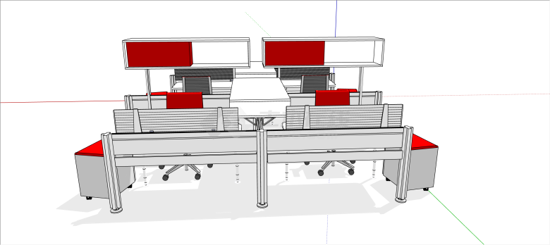 现代经典办公桌组合su模型-图二