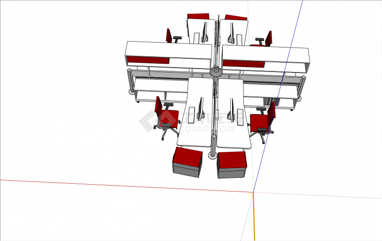 现代可移动办公桌椅su模型-图二
