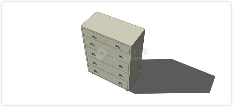 新中式六斗柜储藏柜su模型-图二