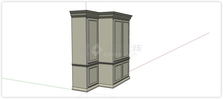 前后造型欧式储藏柜su模型-图二