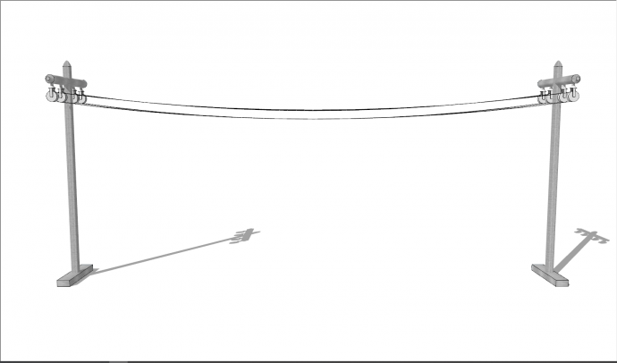 两个滑轮拉线棒式电线杆su模型_图1