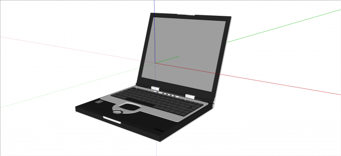 现代黑白色经典笔记本电脑多媒体电器su模型_图1