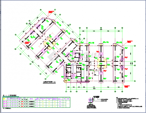 某地湖南高层住宅小区结构地下室施工图CAD图纸-图二