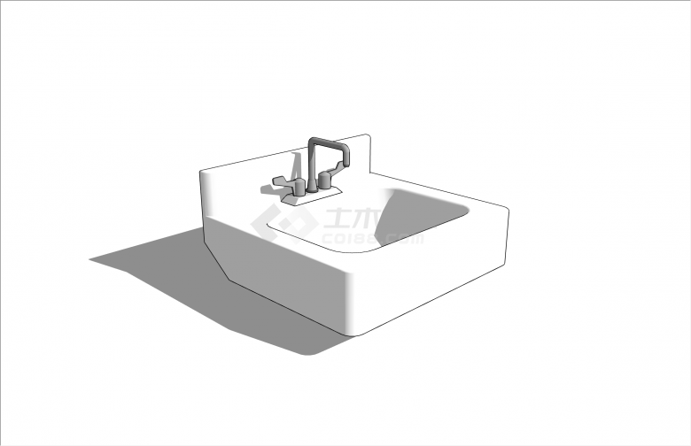 陶瓷方形现代洗手盆卫浴su模型-图二